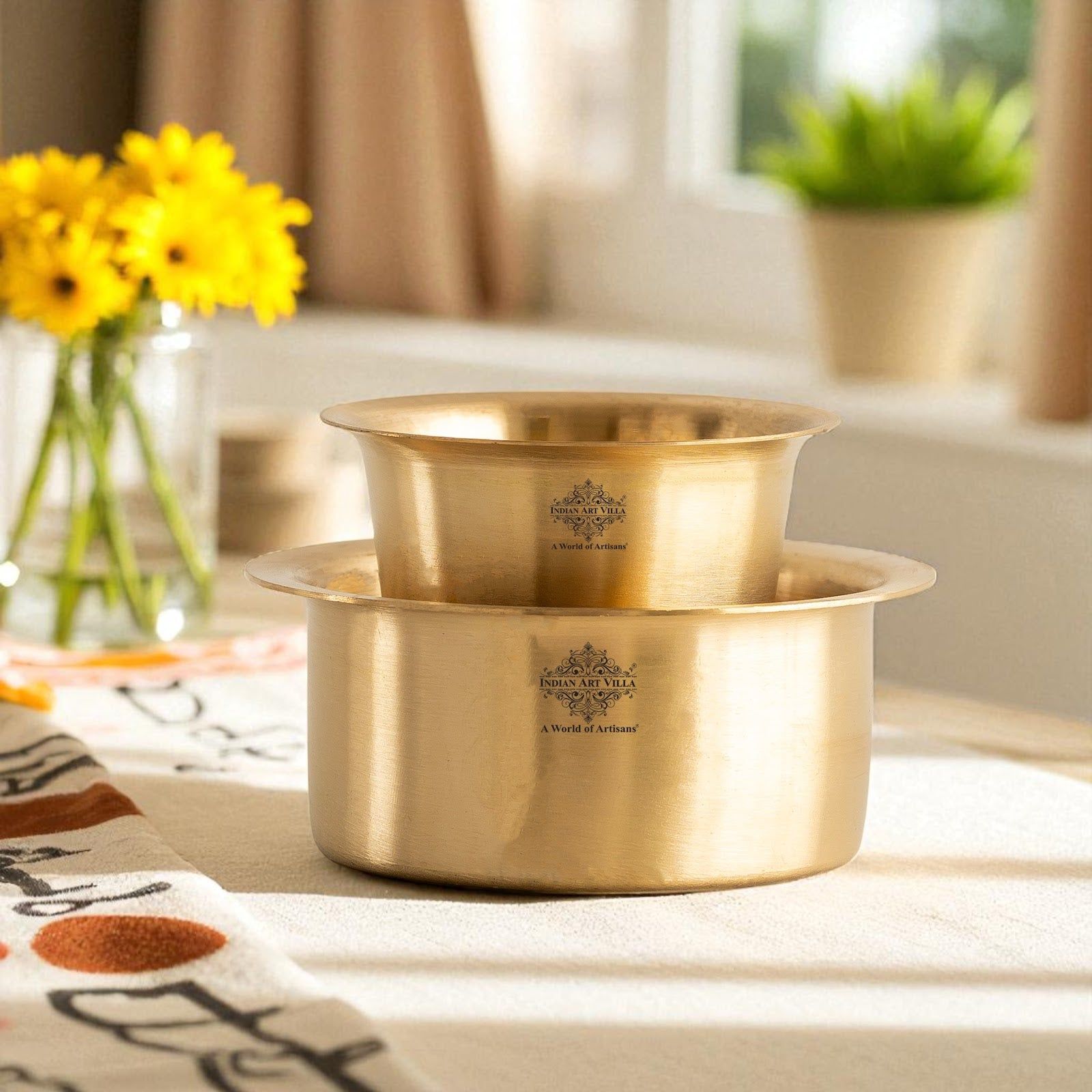 Pure Brass Dabra Set With 290 ML Capacity - Matte Finish